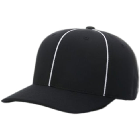 Richardson Flex-Fit Football/Lacrosse Officials Hat - Black w/ White Piping and All White