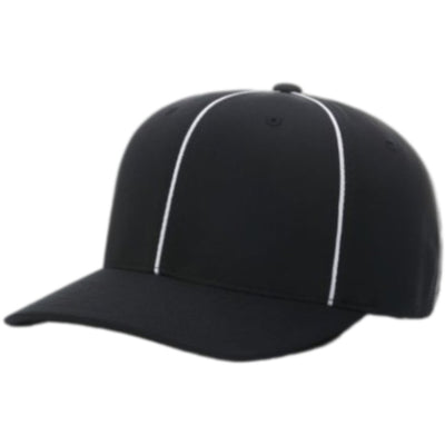 Richardson Flex-Fit Football/Lacrosse Officials Hat - Black w/ White Piping and All White