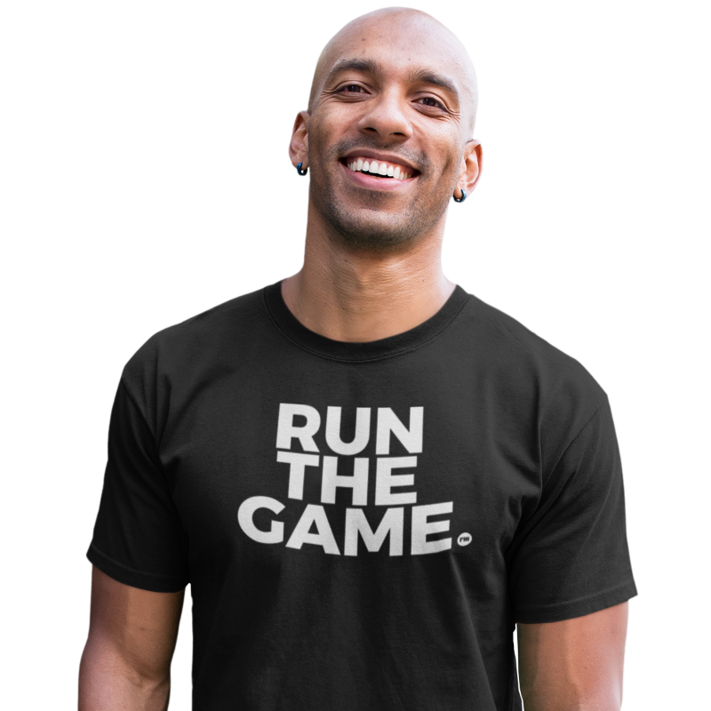 man wearing RefMasters Run The Game t-shirt